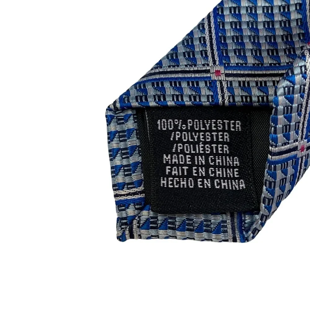 Perry Ellis Mens Tahan Grid Classic Polyester Neck Tie Blue 3 1/8